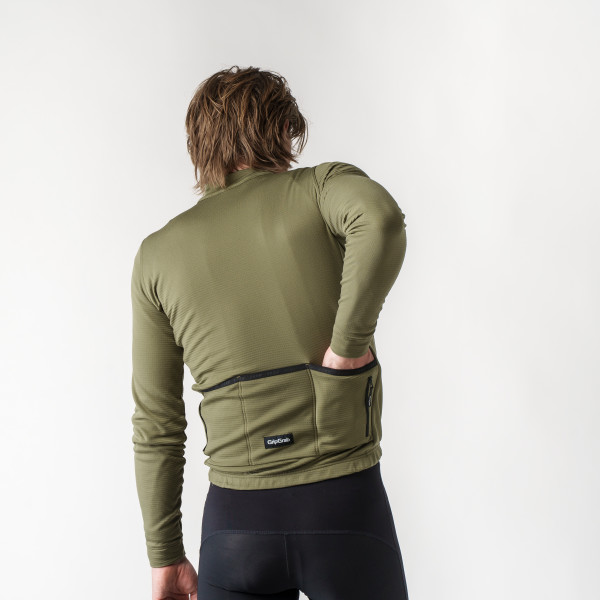 GripGrab Gravelin MerinoTech Thermal pitkähihainen pyöräily Jersey Oliivinvihreä