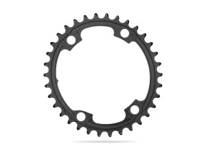 AbsoluteBlack ovaali eturatas 34-hampainen 4-pulttinen epäsymmetrinen BCD 110 mm Shimano R9100/8000 musta