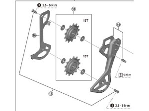 Shimano XT -ohjainrissat ja häkki GS -takavaihtajaan malli RD-M8250-GS