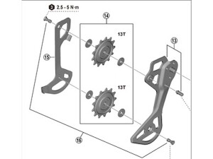 Shimano XTR -ohjainrissat ja SGS-häkki takavaihtajaan malli RD-M9260-11L